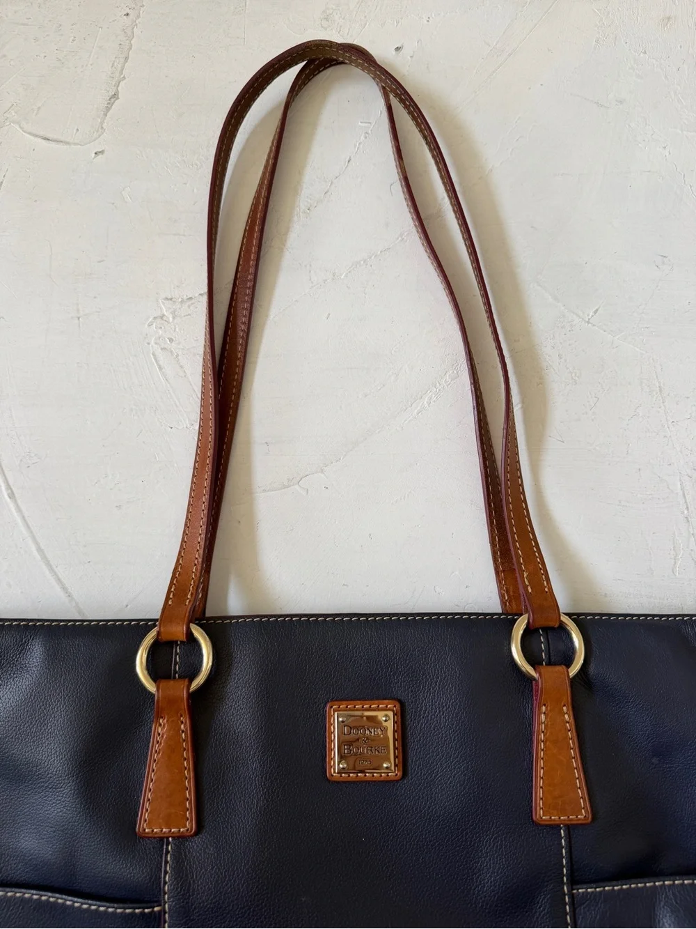 Dooney & Bourke Navy Blue Leather Lexington Shopper Tote Shoulder Bag